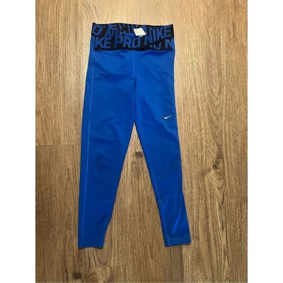 Nike Pro Training cross over leggings in Blue Size S - Picture 3 of 5